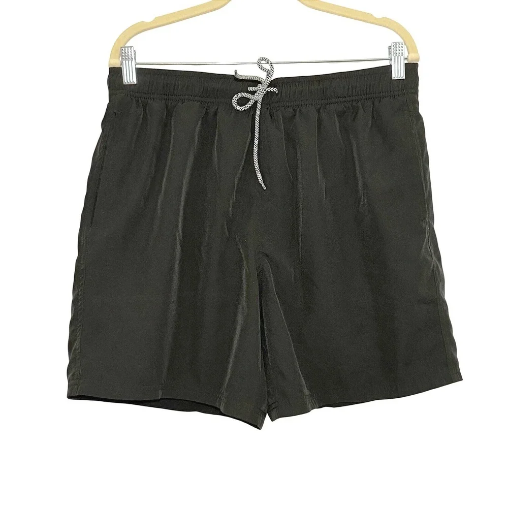 Mens Black Swim‎ Trunks Large Board Shorts Drawstring Mesh Liner Pockets